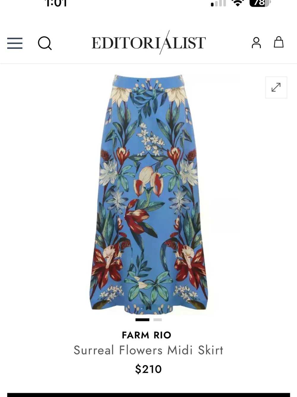 Blue Surreal Flowers LENZING ECOVERO Midi Skirt